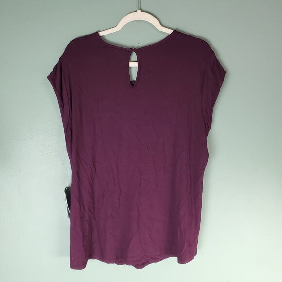 Daniel Rainn Womens Dark Purple Brinn Scoop Neck Pleat Detail Knit Top Size XXL - Picture 2 of 6